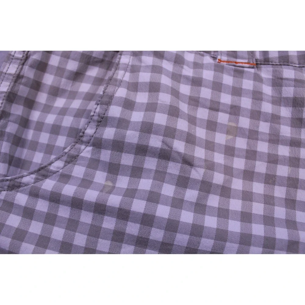 Nike Golf Sport Dri-FIT Gingham Shorts Tan White Womens Size 16 Plaid Check